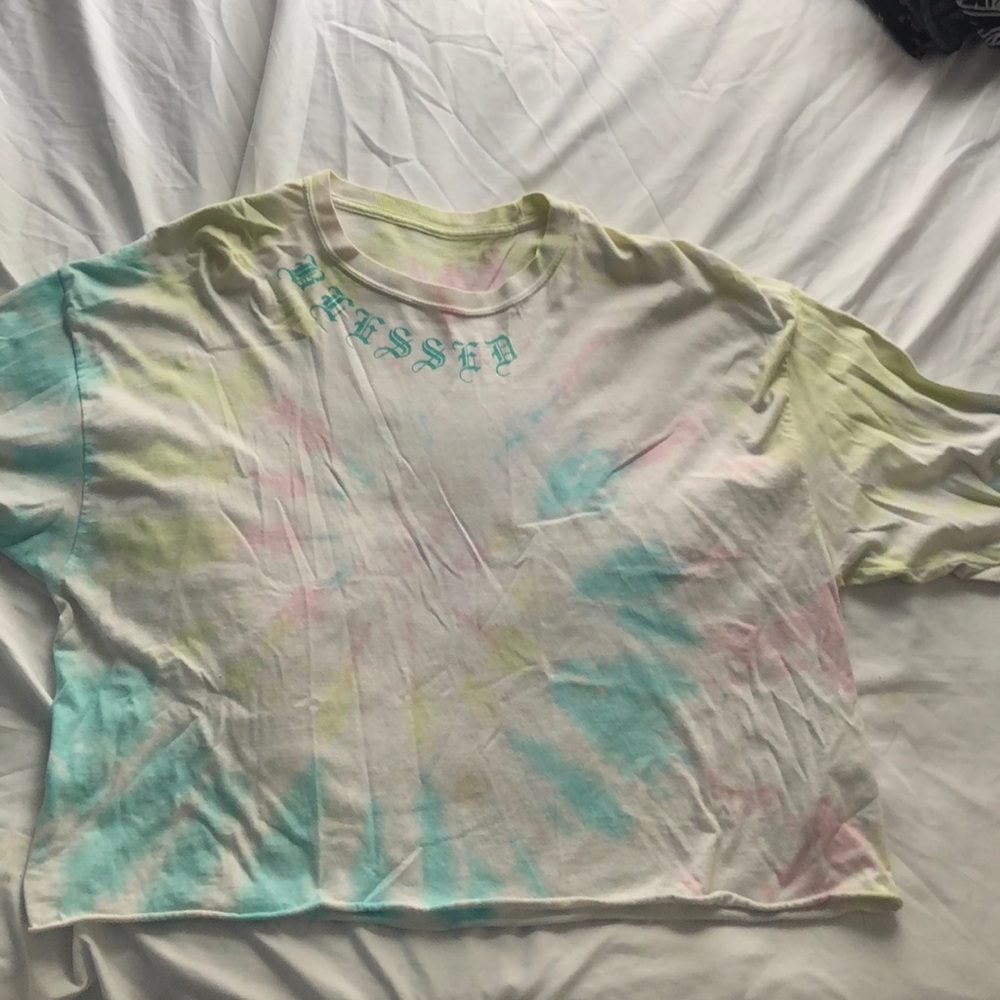 Blessed tie dye long sleeve cropped